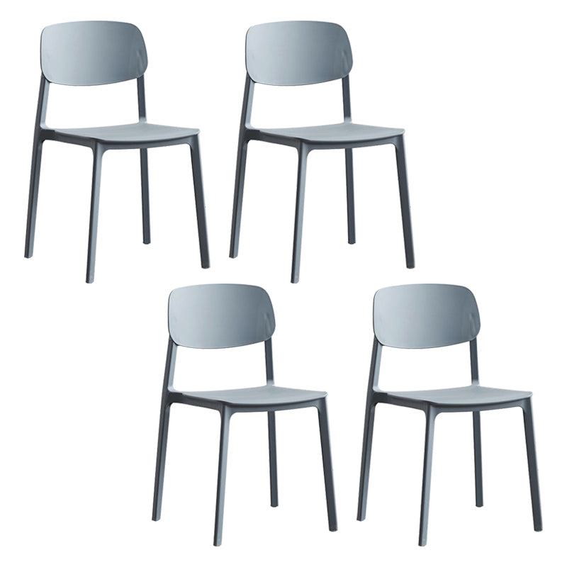 Modern Indoor-Outdoor Plastic Side Chair Armless Open Back Dining Side Chair Grey 4 Piece Set Clearhalo ' kitchen&dining_furn' 'Dining Chairs' 'Dining Tables & Seating' 'dining_chair' 'furn' 'furn_dining_chair' 'Furniture' 'furniture_dining_chair' 'Kitchen & Dining Furniture' 'kitchen' 3956008