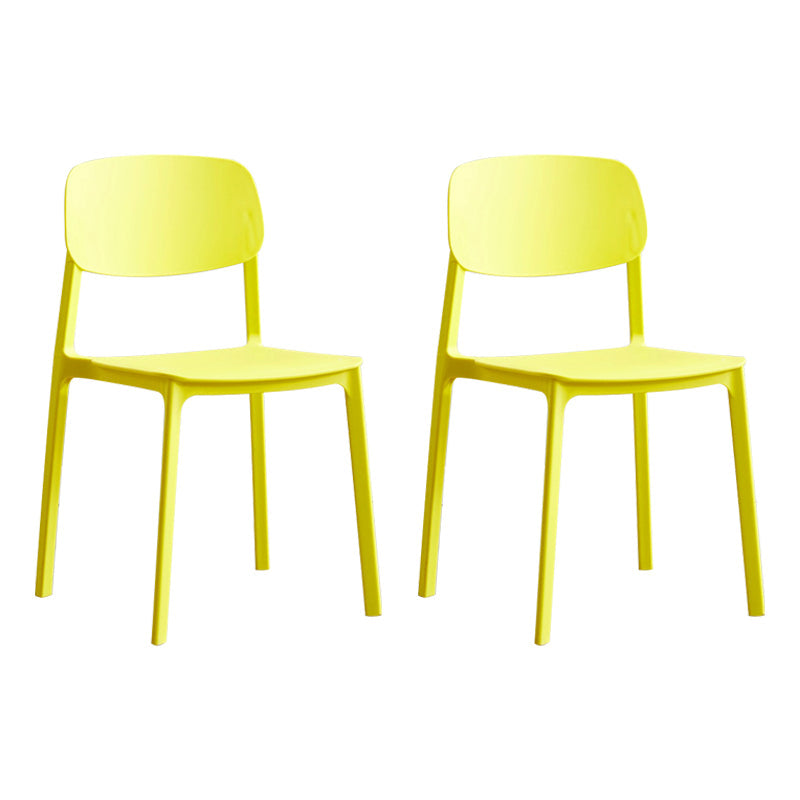 Modern Indoor-Outdoor Plastic Side Chair Armless Open Back Dining Side Chair Yellow 2 Piece Set Clearhalo ' kitchen&dining_furn' 'Dining Chairs' 'Dining Tables & Seating' 'dining_chair' 'furn' 'furn_dining_chair' 'Furniture' 'furniture_dining_chair' 'Kitchen & Dining Furniture' 'kitchen' 3956011