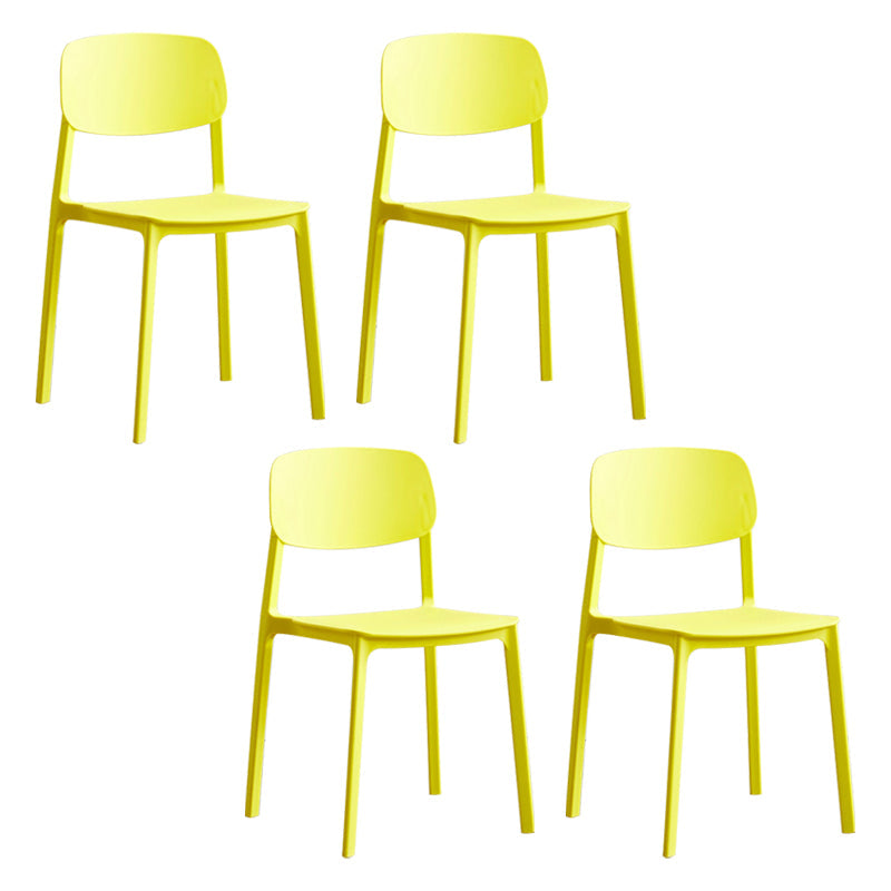Modern Indoor-Outdoor Plastic Side Chair Armless Open Back Dining Side Chair Yellow 4 Piece Set Clearhalo ' kitchen&dining_furn' 'Dining Chairs' 'Dining Tables & Seating' 'dining_chair' 'furn' 'furn_dining_chair' 'Furniture' 'furniture_dining_chair' 'Kitchen & Dining Furniture' 'kitchen' 3956013