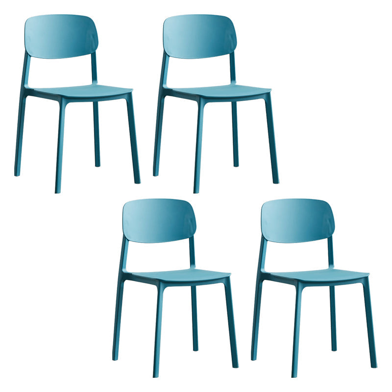 Modern Indoor-Outdoor Plastic Side Chair Armless Open Back Dining Side Chair Blue 4 Piece Set Clearhalo ' kitchen&dining_furn' 'Dining Chairs' 'Dining Tables & Seating' 'dining_chair' 'furn' 'furn_dining_chair' 'Furniture' 'furniture_dining_chair' 'Kitchen & Dining Furniture' 'kitchen' 3956019