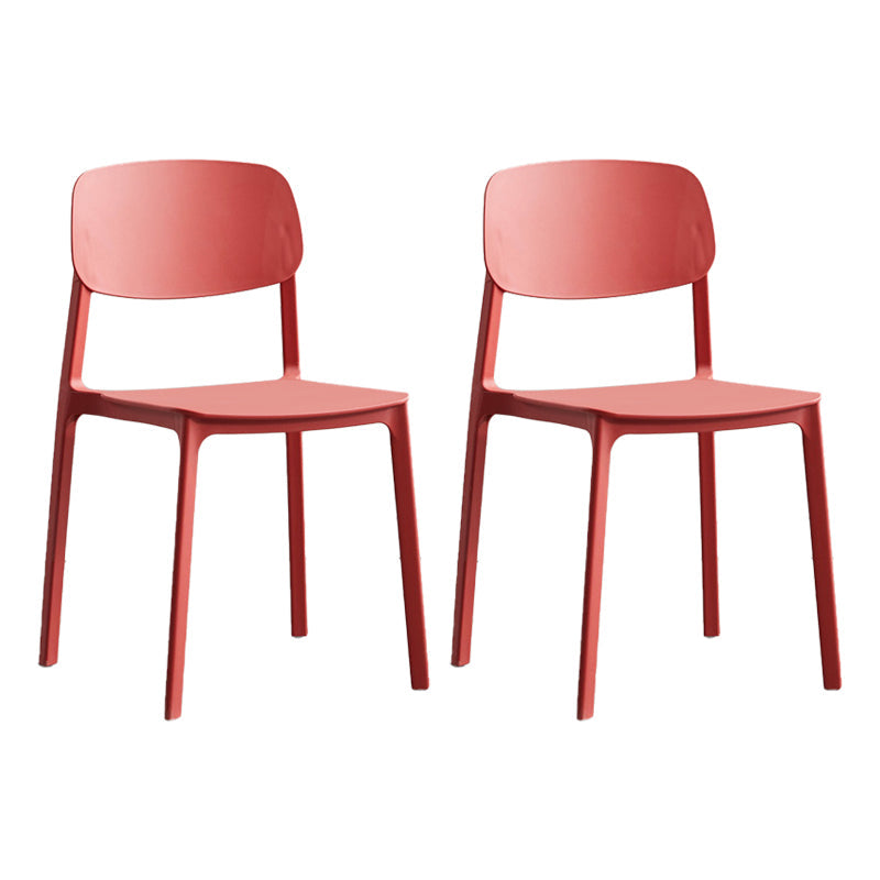 Modern Indoor-Outdoor Plastic Side Chair Armless Open Back Dining Side Chair Red 2 Piece Set Clearhalo ' kitchen&dining_furn' 'Dining Chairs' 'Dining Tables & Seating' 'dining_chair' 'furn' 'furn_dining_chair' 'Furniture' 'furniture_dining_chair' 'Kitchen & Dining Furniture' 'kitchen' 3956024