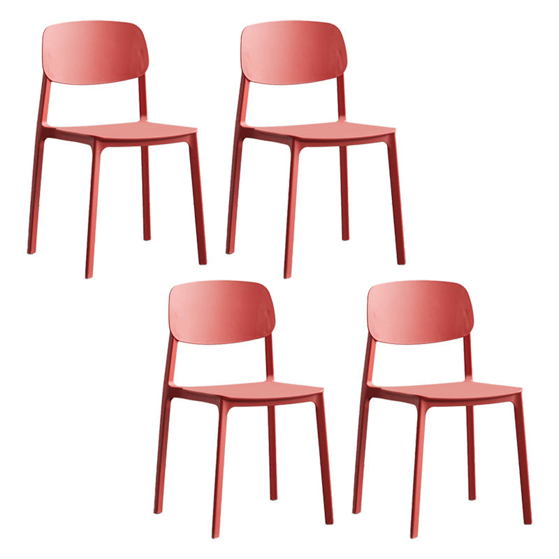 Modern Indoor-Outdoor Plastic Side Chair Armless Open Back Dining Side Chair Red 4 Piece Set Clearhalo ' kitchen&dining_furn' 'Dining Chairs' 'Dining Tables & Seating' 'dining_chair' 'furn' 'furn_dining_chair' 'Furniture' 'furniture_dining_chair' 'Kitchen & Dining Furniture' 'kitchen' 3956025