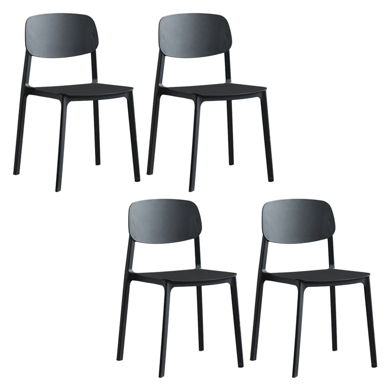 Modern Indoor-Outdoor Plastic Side Chair Armless Open Back Dining Side Chair Black 4 Piece Set Clearhalo ' kitchen&dining_furn' 'Dining Chairs' 'Dining Tables & Seating' 'dining_chair' 'furn' 'furn_dining_chair' 'Furniture' 'furniture_dining_chair' 'Kitchen & Dining Furniture' 'kitchen' 3956028