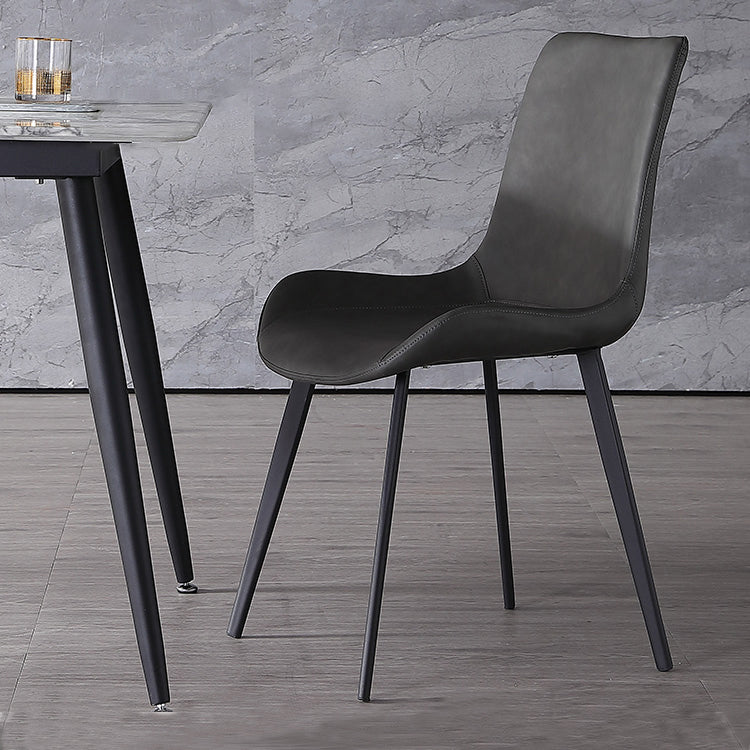 Contemporary Home Leather Side Chair Matte Finish Parsons Dining Chairs Clearhalo ' kitchen&dining_furn' 'Dining Chairs' 'Dining Tables & Seating' 'dining_chair' 'furn' 'furn_dining_chair' 'Furniture' 'furniture_dining_chair' 'Kitchen & Dining Furniture' 'kitchen' 3956036