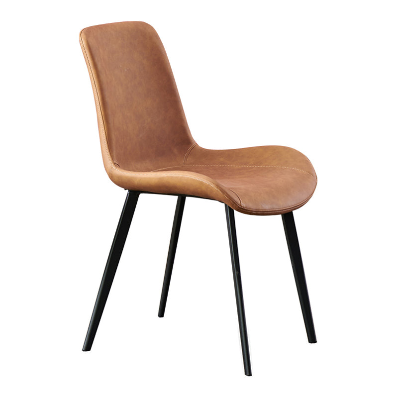 Contemporary Home Leather Side Chair Matte Finish Parsons Dining Chairs Orange Red 1 Piece Clearhalo ' kitchen&dining_furn' 'Dining Chairs' 'Dining Tables & Seating' 'dining_chair' 'furn' 'furn_dining_chair' 'Furniture' 'furniture_dining_chair' 'Kitchen & Dining Furniture' 'kitchen' 3956037