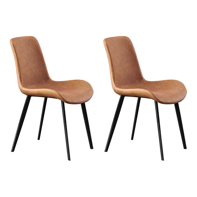 Contemporary Home Leather Side Chair Matte Finish Parsons Dining Chairs Orange Red 2 Piece Set Clearhalo ' kitchen&dining_furn' 'Dining Chairs' 'Dining Tables & Seating' 'dining_chair' 'furn' 'furn_dining_chair' 'Furniture' 'furniture_dining_chair' 'Kitchen & Dining Furniture' 'kitchen' 3956038