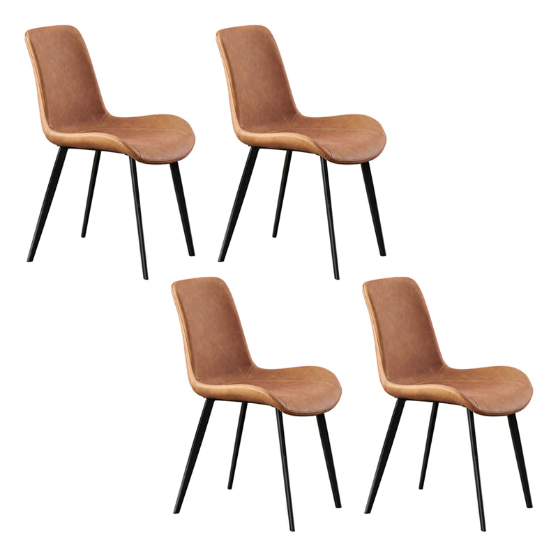 Contemporary Home Leather Side Chair Matte Finish Parsons Dining Chairs Orange Red 4 Piece Set Clearhalo ' kitchen&dining_furn' 'Dining Chairs' 'Dining Tables & Seating' 'dining_chair' 'furn' 'furn_dining_chair' 'Furniture' 'furniture_dining_chair' 'Kitchen & Dining Furniture' 'kitchen' 3956040