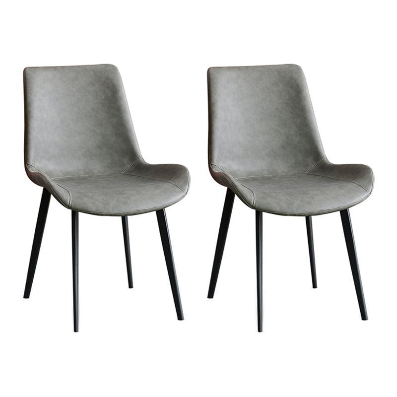 Contemporary Home Leather Side Chair Matte Finish Parsons Dining Chairs Grey 2 Piece Set Clearhalo ' kitchen&dining_furn' 'Dining Chairs' 'Dining Tables & Seating' 'dining_chair' 'furn' 'furn_dining_chair' 'Furniture' 'furniture_dining_chair' 'Kitchen & Dining Furniture' 'kitchen' 3956044