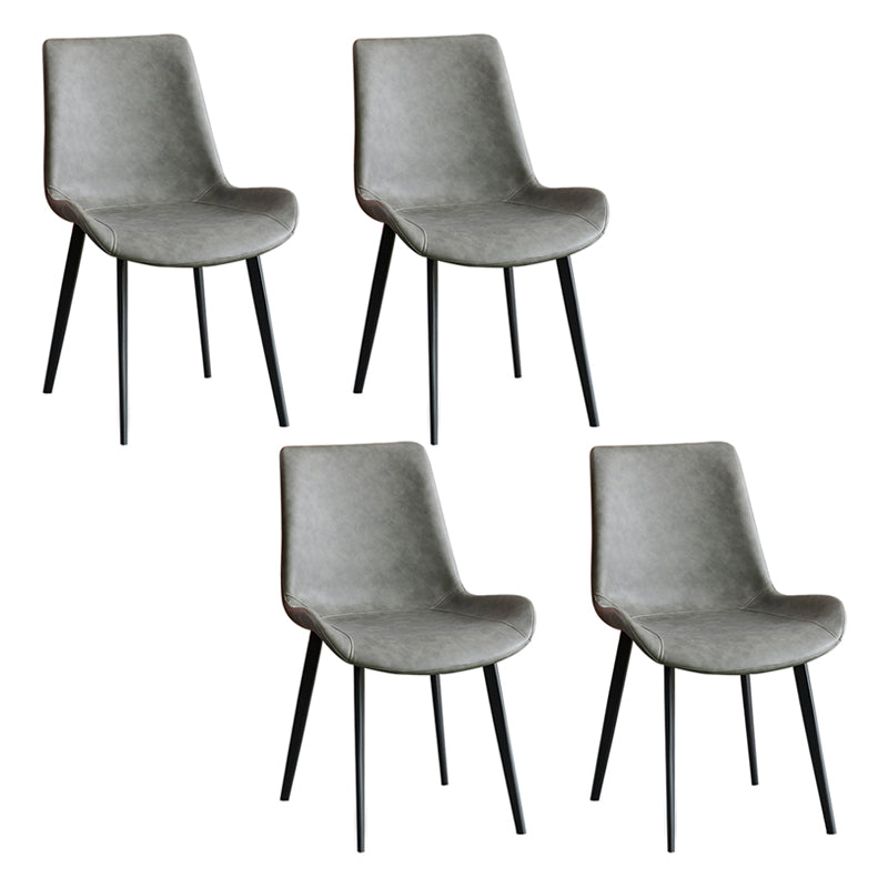 Contemporary Home Leather Side Chair Matte Finish Parsons Dining Chairs Grey 4 Piece Set Clearhalo ' kitchen&dining_furn' 'Dining Chairs' 'Dining Tables & Seating' 'dining_chair' 'furn' 'furn_dining_chair' 'Furniture' 'furniture_dining_chair' 'Kitchen & Dining Furniture' 'kitchen' 3956047