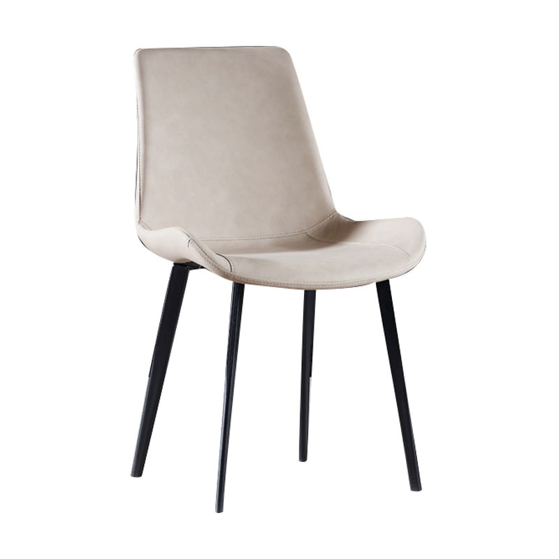 Contemporary Home Leather Side Chair Matte Finish Parsons Dining Chairs Off-White 1 Piece Clearhalo ' kitchen&dining_furn' 'Dining Chairs' 'Dining Tables & Seating' 'dining_chair' 'furn' 'furn_dining_chair' 'Furniture' 'furniture_dining_chair' 'Kitchen & Dining Furniture' 'kitchen' 3956048