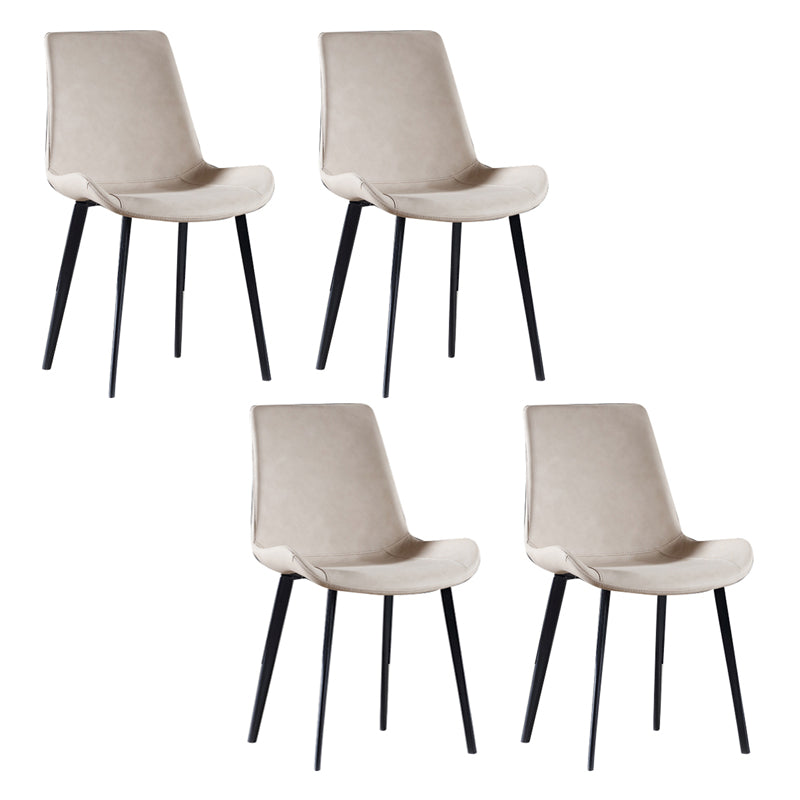 Contemporary Home Leather Side Chair Matte Finish Parsons Dining Chairs Off-White 4 Piece Set Clearhalo ' kitchen&dining_furn' 'Dining Chairs' 'Dining Tables & Seating' 'dining_chair' 'furn' 'furn_dining_chair' 'Furniture' 'furniture_dining_chair' 'Kitchen & Dining Furniture' 'kitchen' 3956052