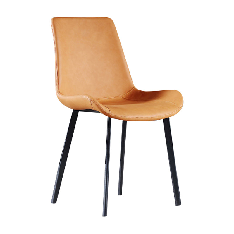 Contemporary Home Leather Side Chair Matte Finish Parsons Dining Chairs Yellow 1 Piece Clearhalo ' kitchen&dining_furn' 'Dining Chairs' 'Dining Tables & Seating' 'dining_chair' 'furn' 'furn_dining_chair' 'Furniture' 'furniture_dining_chair' 'Kitchen & Dining Furniture' 'kitchen' 3956055