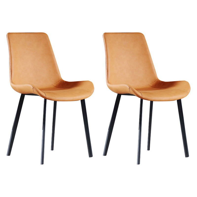 Contemporary Home Leather Side Chair Matte Finish Parsons Dining Chairs Yellow 2 Piece Set Clearhalo ' kitchen&dining_furn' 'Dining Chairs' 'Dining Tables & Seating' 'dining_chair' 'furn' 'furn_dining_chair' 'Furniture' 'furniture_dining_chair' 'Kitchen & Dining Furniture' 'kitchen' 3956057