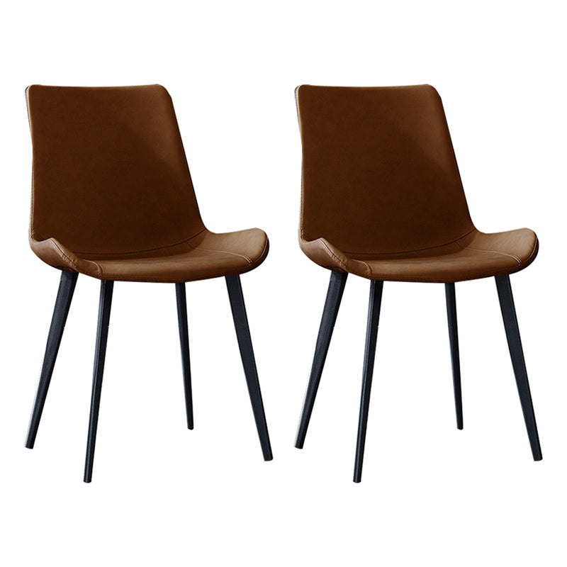 Contemporary Home Leather Side Chair Matte Finish Parsons Dining Chairs Brown 2 Piece Set Clearhalo ' kitchen&dining_furn' 'Dining Chairs' 'Dining Tables & Seating' 'dining_chair' 'furn' 'furn_dining_chair' 'Furniture' 'furniture_dining_chair' 'Kitchen & Dining Furniture' 'kitchen' 3956059