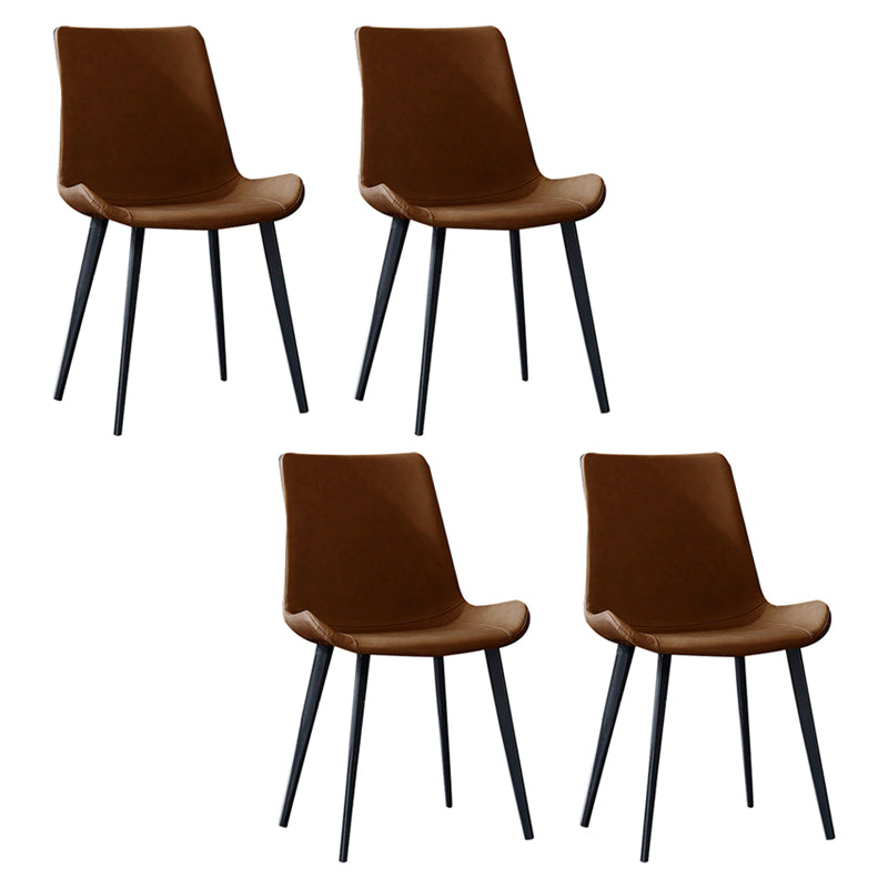 Contemporary Home Leather Side Chair Matte Finish Parsons Dining Chairs Brown 4 Piece Set Clearhalo ' kitchen&dining_furn' 'Dining Chairs' 'Dining Tables & Seating' 'dining_chair' 'furn' 'furn_dining_chair' 'Furniture' 'furniture_dining_chair' 'Kitchen & Dining Furniture' 'kitchen' 3956060