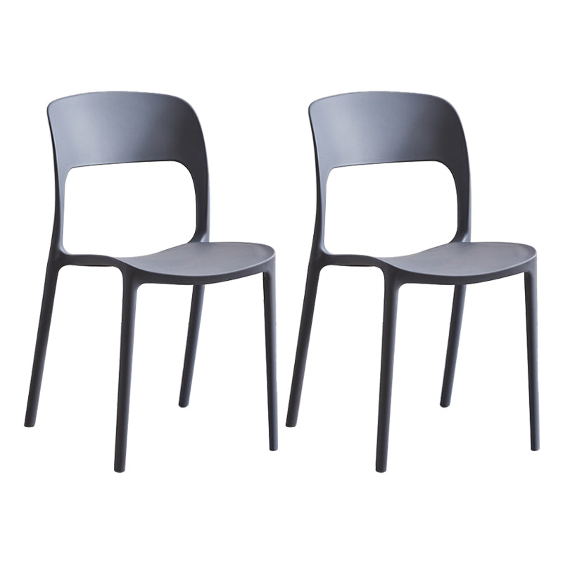 Contemporary Plastic Side Chair Home Stacking Open Back Armless Dining Side Chair Grey 2 Piece Set Clearhalo ' kitchen&dining_furn' 'Dining Chairs' 'Dining Tables & Seating' 'dining_chair' 'furn' 'furn_dining_chair' 'Furniture' 'furniture_dining_chair' 'Kitchen & Dining Furniture' 'kitchen' 3956065