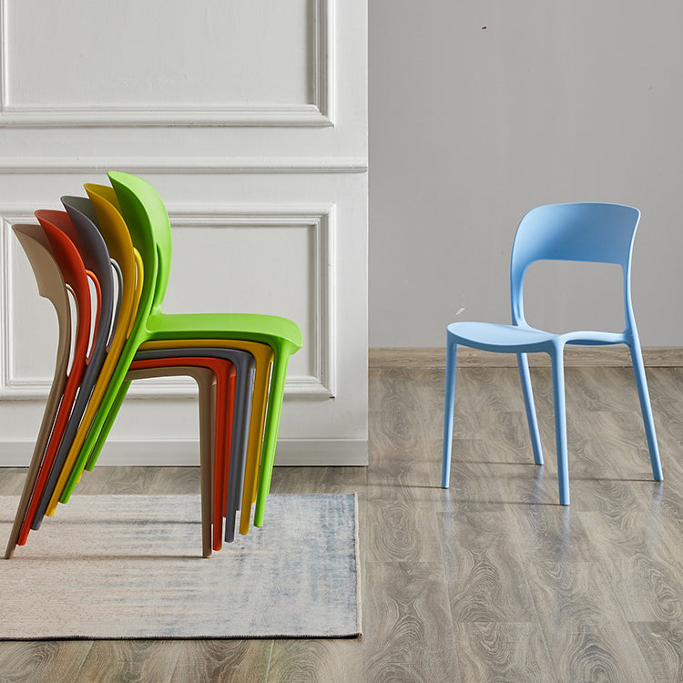 Contemporary Plastic Side Chair Home Stacking Open Back Armless Dining Side Chair Clearhalo ' kitchen&dining_furn' 'Dining Chairs' 'Dining Tables & Seating' 'dining_chair' 'furn' 'furn_dining_chair' 'Furniture' 'furniture_dining_chair' 'Kitchen & Dining Furniture' 'kitchen' 3956067