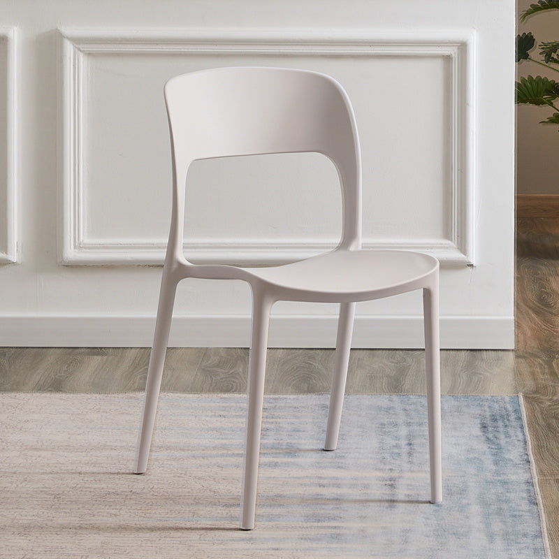 Contemporary Plastic Side Chair Home Stacking Open Back Armless Dining Side Chair White 1 Piece Clearhalo ' kitchen&dining_furn' 'Dining Chairs' 'Dining Tables & Seating' 'dining_chair' 'furn' 'furn_dining_chair' 'Furniture' 'furniture_dining_chair' 'Kitchen & Dining Furniture' 'kitchen' 3956081