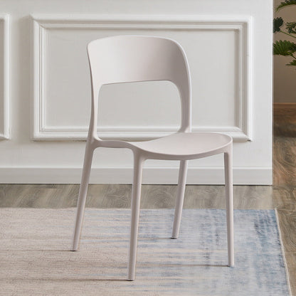 Contemporary Plastic Side Chair Home Stacking Open Back Armless Dining Side Chair White 1 Piece Clearhalo ' kitchen&dining_furn' 'Dining Chairs' 'Dining Tables & Seating' 'dining_chair' 'furn' 'furn_dining_chair' 'Furniture' 'furniture_dining_chair' 'Kitchen & Dining Furniture' 'kitchen' 3956081