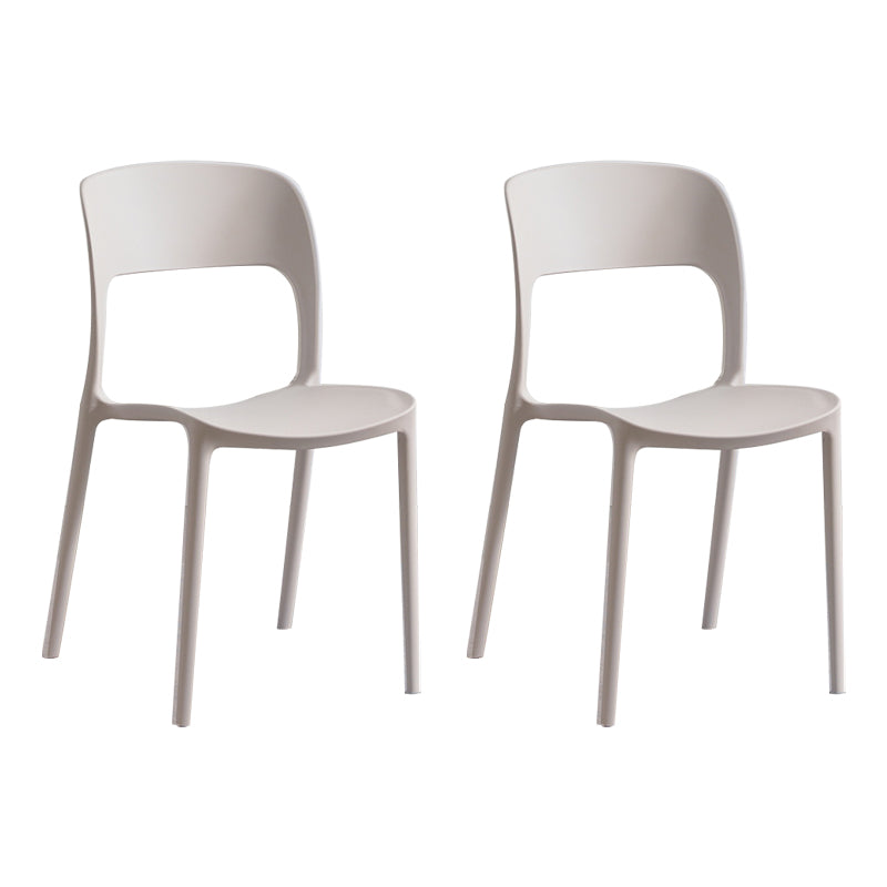 Contemporary Plastic Side Chair Home Stacking Open Back Armless Dining Side Chair White 2 Piece Set Clearhalo ' kitchen&dining_furn' 'Dining Chairs' 'Dining Tables & Seating' 'dining_chair' 'furn' 'furn_dining_chair' 'Furniture' 'furniture_dining_chair' 'Kitchen & Dining Furniture' 'kitchen' 3956083