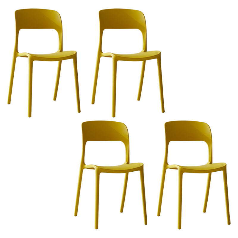 Contemporary Plastic Side Chair Home Stacking Open Back Armless Dining Side Chair Ginger 4 Piece Set Clearhalo ' kitchen&dining_furn' 'Dining Chairs' 'Dining Tables & Seating' 'dining_chair' 'furn' 'furn_dining_chair' 'Furniture' 'furniture_dining_chair' 'Kitchen & Dining Furniture' 'kitchen' 3956087