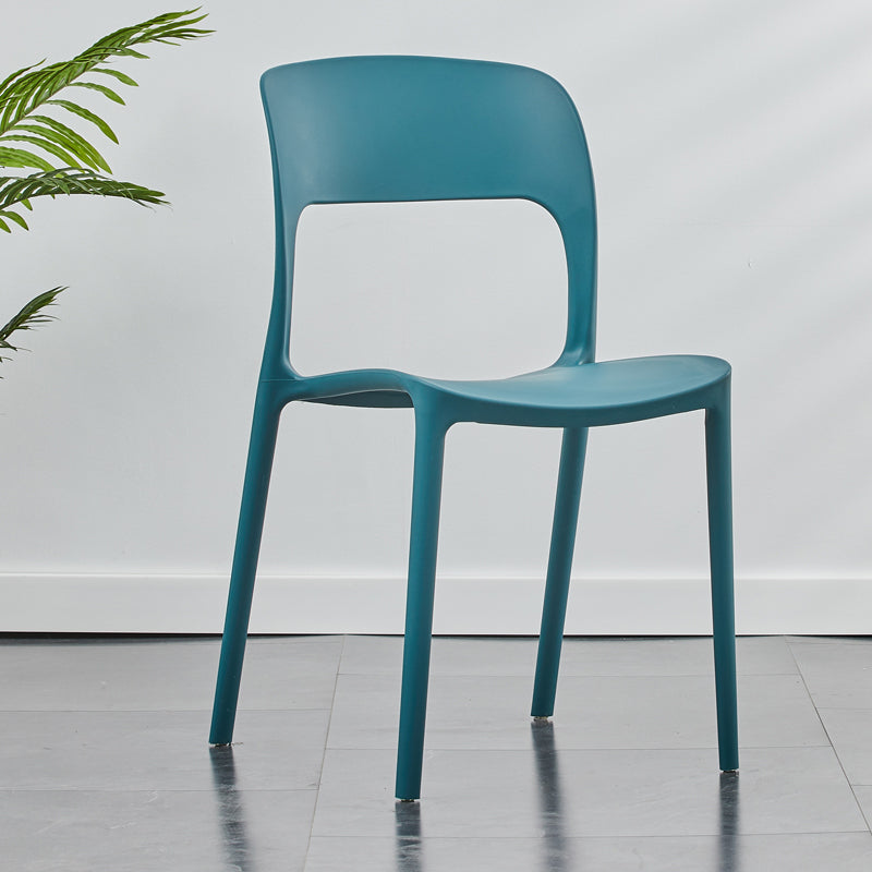 Contemporary Plastic Side Chair Home Stacking Open Back Armless Dining Side Chair Dark Blue 1 Piece Clearhalo ' kitchen&dining_furn' 'Dining Chairs' 'Dining Tables & Seating' 'dining_chair' 'furn' 'furn_dining_chair' 'Furniture' 'furniture_dining_chair' 'Kitchen & Dining Furniture' 'kitchen' 3956088