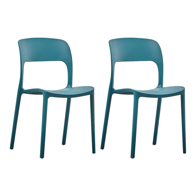 Contemporary Plastic Side Chair Home Stacking Open Back Armless Dining Side Chair Dark Blue 2 Piece Set Clearhalo ' kitchen&dining_furn' 'Dining Chairs' 'Dining Tables & Seating' 'dining_chair' 'furn' 'furn_dining_chair' 'Furniture' 'furniture_dining_chair' 'Kitchen & Dining Furniture' 'kitchen' 3956089