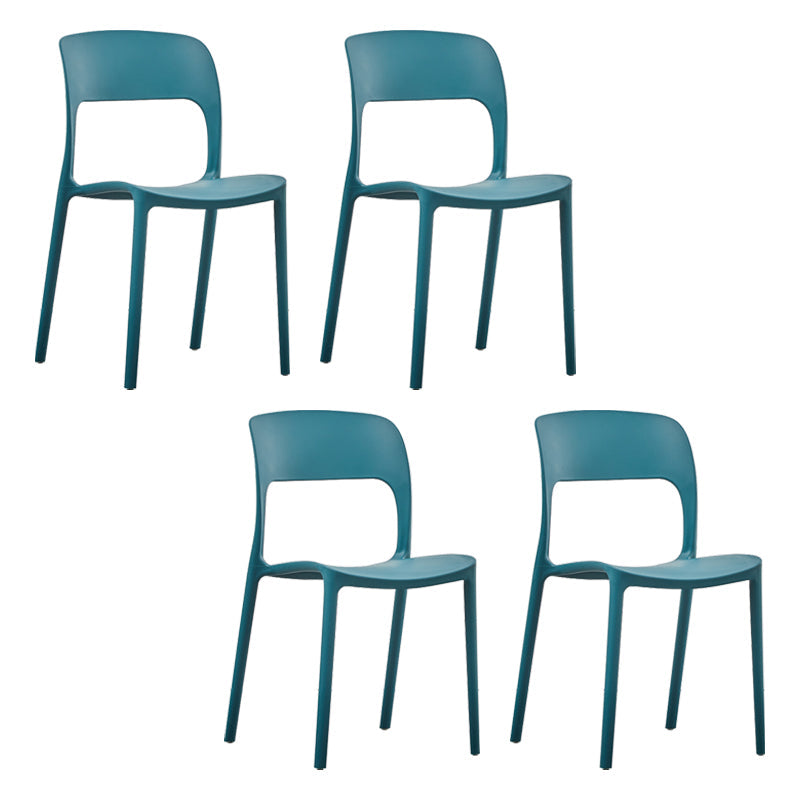 Contemporary Plastic Side Chair Home Stacking Open Back Armless Dining Side Chair Dark Blue 4 Piece Set Clearhalo ' kitchen&dining_furn' 'Dining Chairs' 'Dining Tables & Seating' 'dining_chair' 'furn' 'furn_dining_chair' 'Furniture' 'furniture_dining_chair' 'Kitchen & Dining Furniture' 'kitchen' 3956090