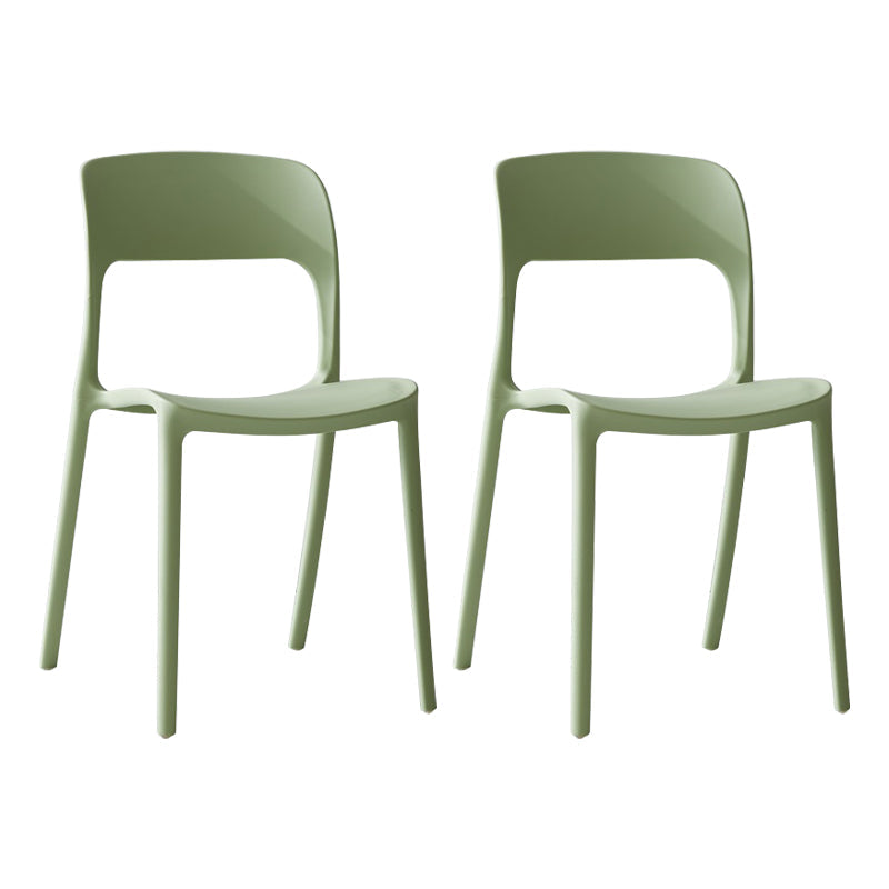 Contemporary Plastic Side Chair Home Stacking Open Back Armless Dining Side Chair Light Green 2 Piece Set Clearhalo ' kitchen&dining_furn' 'Dining Chairs' 'Dining Tables & Seating' 'dining_chair' 'furn' 'furn_dining_chair' 'Furniture' 'furniture_dining_chair' 'Kitchen & Dining Furniture' 'kitchen' 3956095