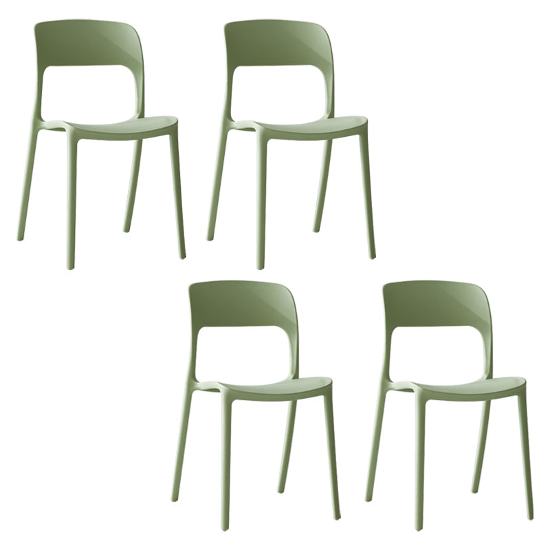 Contemporary Plastic Side Chair Home Stacking Open Back Armless Dining Side Chair Light Green 4 Piece Set Clearhalo ' kitchen&dining_furn' 'Dining Chairs' 'Dining Tables & Seating' 'dining_chair' 'furn' 'furn_dining_chair' 'Furniture' 'furniture_dining_chair' 'Kitchen & Dining Furniture' 'kitchen' 3956096