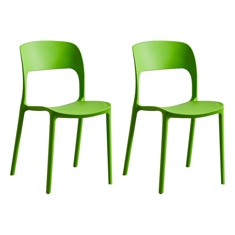 Contemporary Plastic Side Chair Home Stacking Open Back Armless Dining Side Chair Green 2 Piece Set Clearhalo ' kitchen&dining_furn' 'Dining Chairs' 'Dining Tables & Seating' 'dining_chair' 'furn' 'furn_dining_chair' 'Furniture' 'furniture_dining_chair' 'Kitchen & Dining Furniture' 'kitchen' 3956098