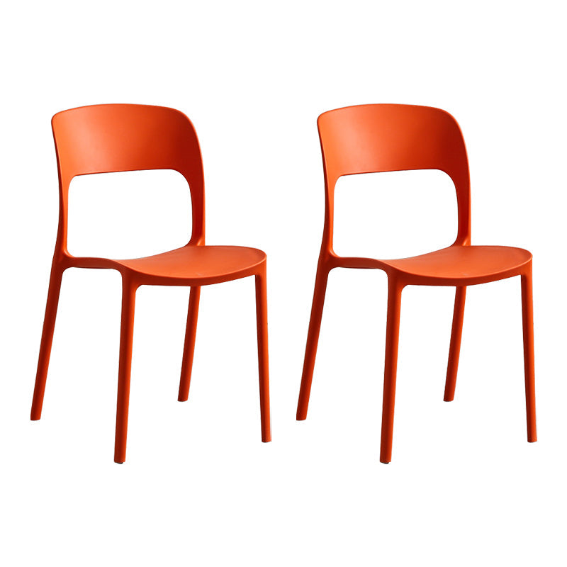 Contemporary Plastic Side Chair Home Stacking Open Back Armless Dining Side Chair Orange 2 Piece Set Clearhalo ' kitchen&dining_furn' 'Dining Chairs' 'Dining Tables & Seating' 'dining_chair' 'furn' 'furn_dining_chair' 'Furniture' 'furniture_dining_chair' 'Kitchen & Dining Furniture' 'kitchen' 3956104
