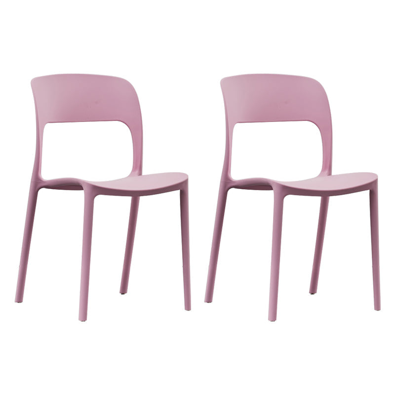 Contemporary Plastic Side Chair Home Stacking Open Back Armless Dining Side Chair Rose Bloom 2 Piece Set Clearhalo ' kitchen&dining_furn' 'Dining Chairs' 'Dining Tables & Seating' 'dining_chair' 'furn' 'furn_dining_chair' 'Furniture' 'furniture_dining_chair' 'Kitchen & Dining Furniture' 'kitchen' 3956107