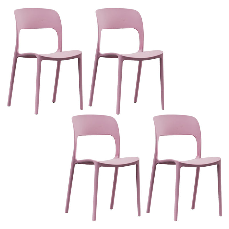 Contemporary Plastic Side Chair Home Stacking Open Back Armless Dining Side Chair Rose Bloom 4 Piece Set Clearhalo ' kitchen&dining_furn' 'Dining Chairs' 'Dining Tables & Seating' 'dining_chair' 'furn' 'furn_dining_chair' 'Furniture' 'furniture_dining_chair' 'Kitchen & Dining Furniture' 'kitchen' 3956108