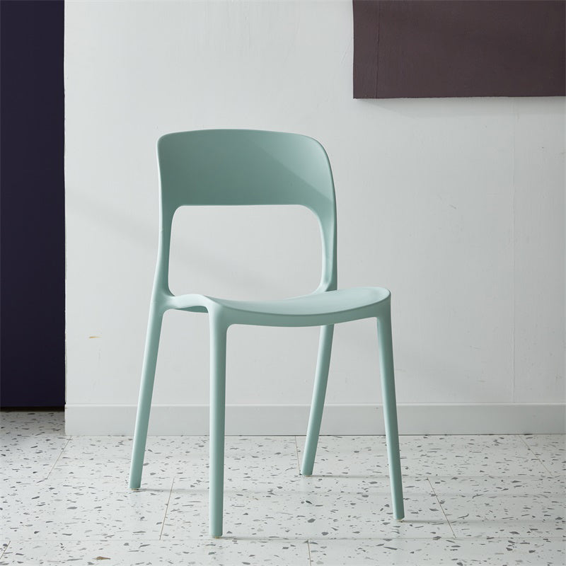 Contemporary Plastic Side Chair Home Stacking Open Back Armless Dining Side Chair Lake Blue 1 Piece Clearhalo ' kitchen&dining_furn' 'Dining Chairs' 'Dining Tables & Seating' 'dining_chair' 'furn' 'furn_dining_chair' 'Furniture' 'furniture_dining_chair' 'Kitchen & Dining Furniture' 'kitchen' 3956109