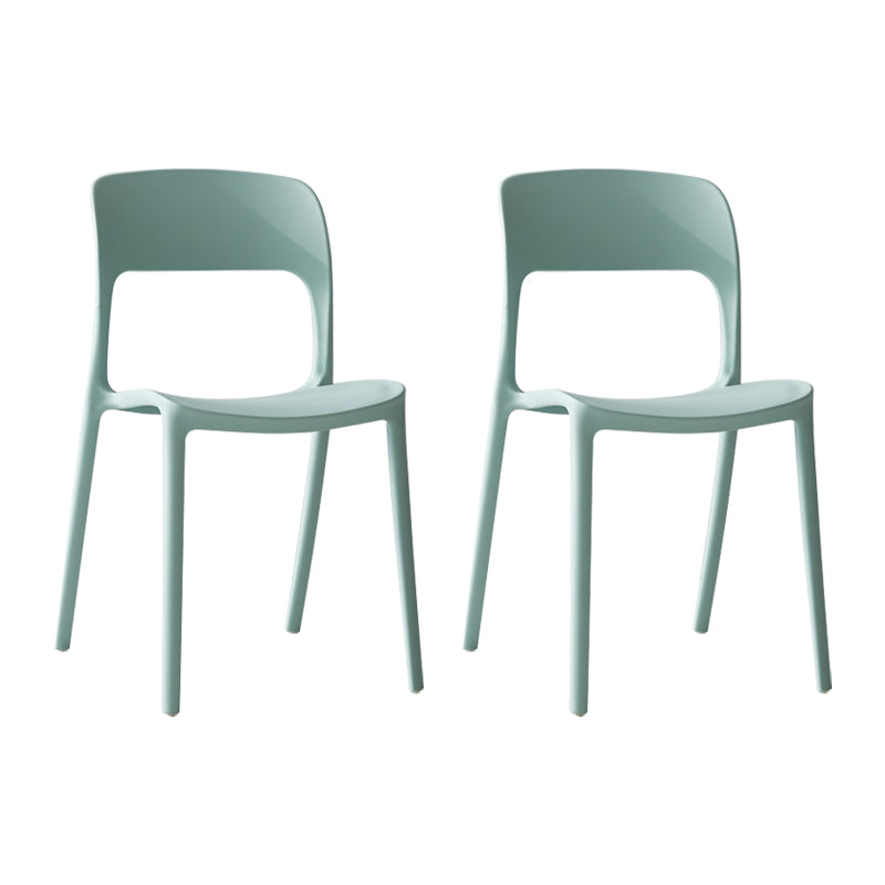 Contemporary Plastic Side Chair Home Stacking Open Back Armless Dining Side Chair Lake Blue 2 Piece Set Clearhalo ' kitchen&dining_furn' 'Dining Chairs' 'Dining Tables & Seating' 'dining_chair' 'furn' 'furn_dining_chair' 'Furniture' 'furniture_dining_chair' 'Kitchen & Dining Furniture' 'kitchen' 3956110