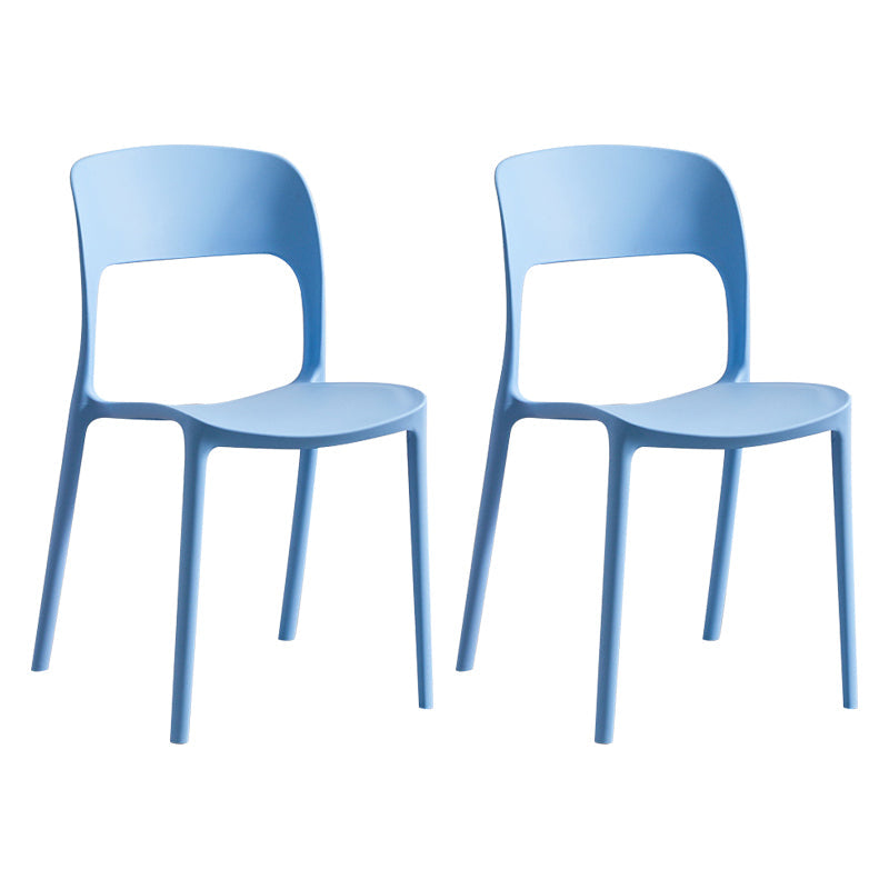 Contemporary Plastic Side Chair Home Stacking Open Back Armless Dining Side Chair Light Blue 2 Piece Set Clearhalo ' kitchen&dining_furn' 'Dining Chairs' 'Dining Tables & Seating' 'dining_chair' 'furn' 'furn_dining_chair' 'Furniture' 'furniture_dining_chair' 'Kitchen & Dining Furniture' 'kitchen' 3956113