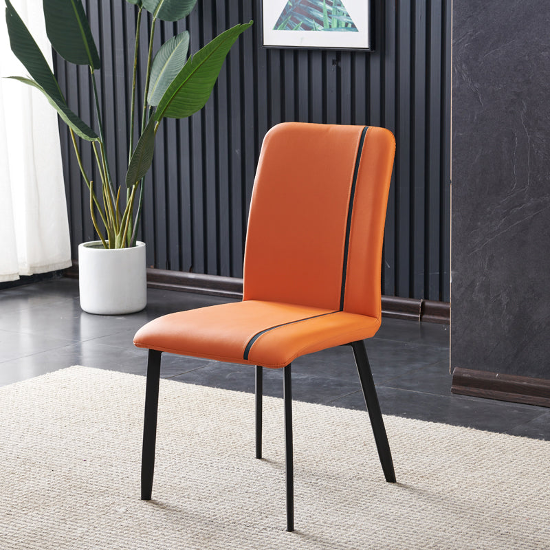 Contemporary Hotel PU Leather Side Chair Matte Finish Parsons Dining Chairs Orange 1 Piece Clearhalo ' kitchen&dining_furn' 'Dining Chairs' 'Dining Tables & Seating' 'dining_chair' 'furn' 'furn_dining_chair' 'Furniture' 'furniture_dining_chair' 'Kitchen & Dining Furniture' 'kitchen' 3956117
