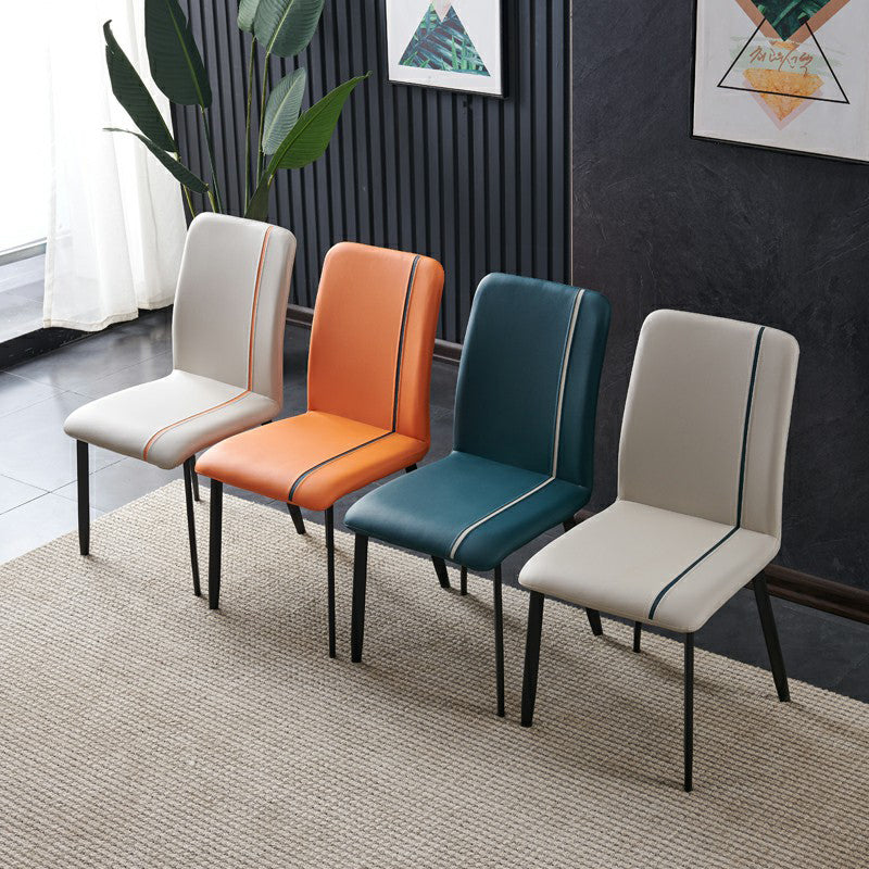 Contemporary Hotel PU Leather Side Chair Matte Finish Parsons Dining Chairs Clearhalo ' kitchen&dining_furn' 'Dining Chairs' 'Dining Tables & Seating' 'dining_chair' 'furn' 'furn_dining_chair' 'Furniture' 'furniture_dining_chair' 'Kitchen & Dining Furniture' 'kitchen' 3956118