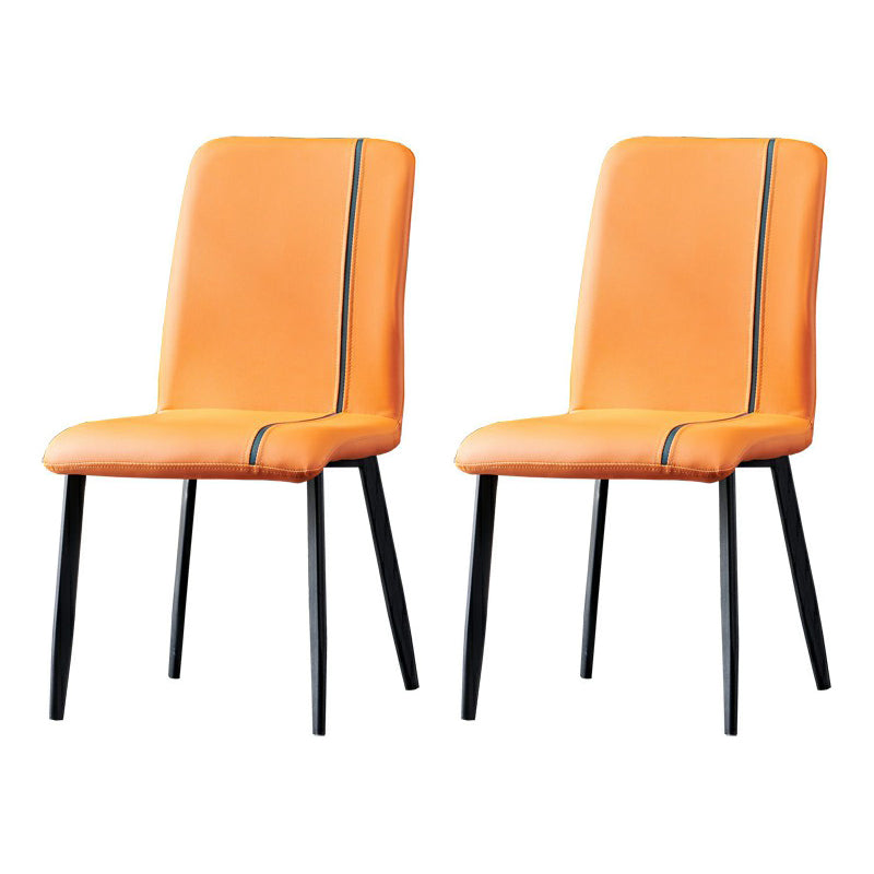 Contemporary Hotel PU Leather Side Chair Matte Finish Parsons Dining Chairs Orange 2 Piece Set Clearhalo ' kitchen&dining_furn' 'Dining Chairs' 'Dining Tables & Seating' 'dining_chair' 'furn' 'furn_dining_chair' 'Furniture' 'furniture_dining_chair' 'Kitchen & Dining Furniture' 'kitchen' 3956119