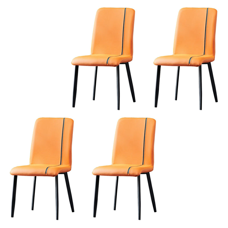 Contemporary Hotel PU Leather Side Chair Matte Finish Parsons Dining Chairs Orange 4 Piece Set Clearhalo ' kitchen&dining_furn' 'Dining Chairs' 'Dining Tables & Seating' 'dining_chair' 'furn' 'furn_dining_chair' 'Furniture' 'furniture_dining_chair' 'Kitchen & Dining Furniture' 'kitchen' 3956120