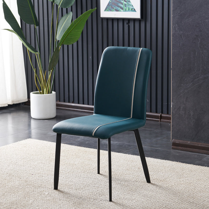 Contemporary Hotel PU Leather Side Chair Matte Finish Parsons Dining Chairs Blackish Green 1 Piece Clearhalo ' kitchen&dining_furn' 'Dining Chairs' 'Dining Tables & Seating' 'dining_chair' 'furn' 'furn_dining_chair' 'Furniture' 'furniture_dining_chair' 'Kitchen & Dining Furniture' 'kitchen' 3956122