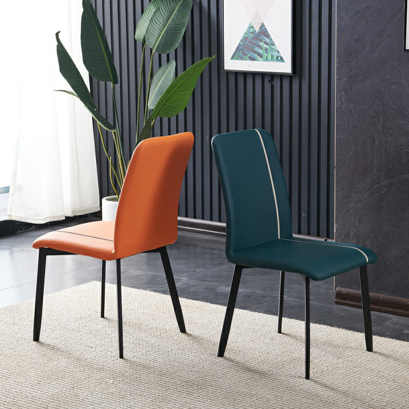 Contemporary Hotel PU Leather Side Chair Matte Finish Parsons Dining Chairs Clearhalo ' kitchen&dining_furn' 'Dining Chairs' 'Dining Tables & Seating' 'dining_chair' 'furn' 'furn_dining_chair' 'Furniture' 'furniture_dining_chair' 'Kitchen & Dining Furniture' 'kitchen' 3956123