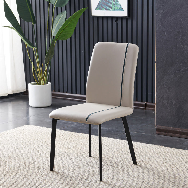 Contemporary Hotel PU Leather Side Chair Matte Finish Parsons Dining Chairs Gray-Blue 1 Piece Clearhalo ' kitchen&dining_furn' 'Dining Chairs' 'Dining Tables & Seating' 'dining_chair' 'furn' 'furn_dining_chair' 'Furniture' 'furniture_dining_chair' 'Kitchen & Dining Furniture' 'kitchen' 3956128