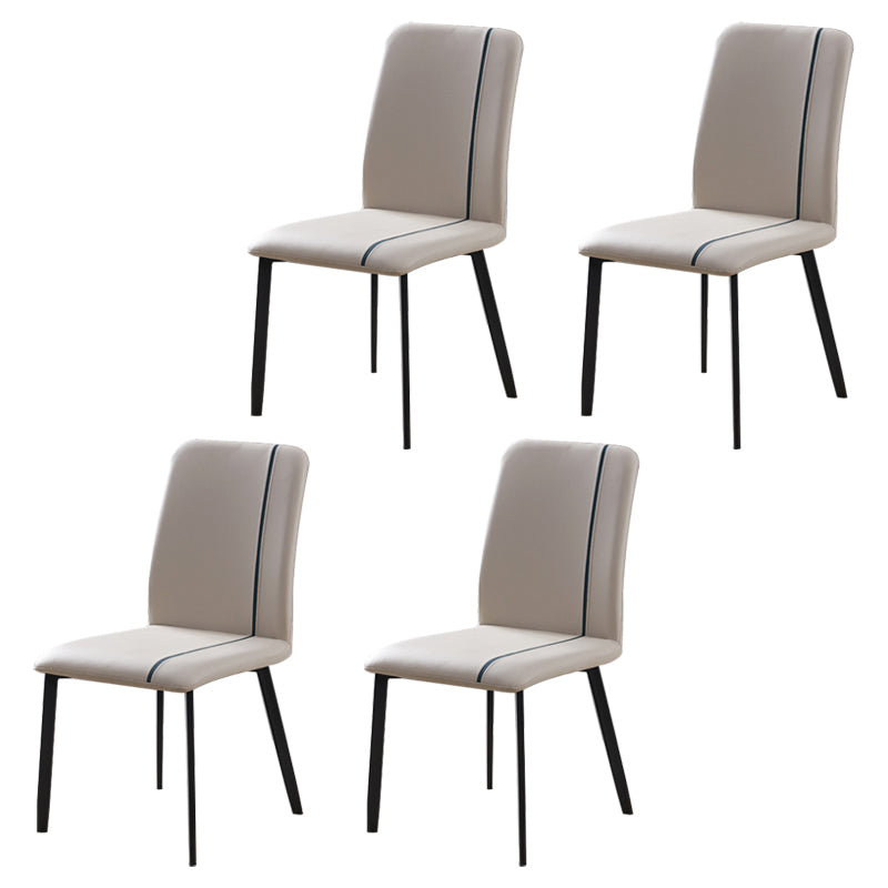 Contemporary Hotel PU Leather Side Chair Matte Finish Parsons Dining Chairs Gray-Blue 4 Piece Set Clearhalo ' kitchen&dining_furn' 'Dining Chairs' 'Dining Tables & Seating' 'dining_chair' 'furn' 'furn_dining_chair' 'Furniture' 'furniture_dining_chair' 'Kitchen & Dining Furniture' 'kitchen' 3956132
