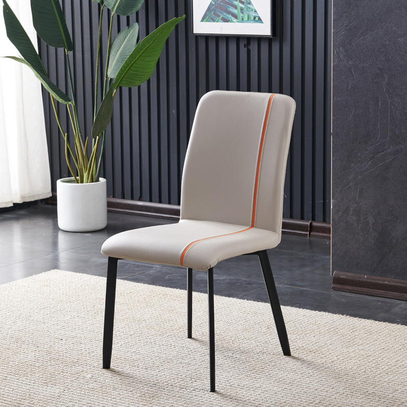 Contemporary Hotel PU Leather Side Chair Matte Finish Parsons Dining Chairs Orange-Gray 1 Piece Clearhalo ' kitchen&dining_furn' 'Dining Chairs' 'Dining Tables & Seating' 'dining_chair' 'furn' 'furn_dining_chair' 'Furniture' 'furniture_dining_chair' 'Kitchen & Dining Furniture' 'kitchen' 3956135