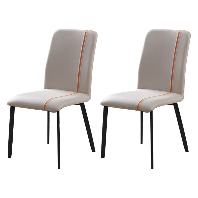 Contemporary Hotel PU Leather Side Chair Matte Finish Parsons Dining Chairs Orange-Gray 2 Piece Set Clearhalo ' kitchen&dining_furn' 'Dining Chairs' 'Dining Tables & Seating' 'dining_chair' 'furn' 'furn_dining_chair' 'Furniture' 'furniture_dining_chair' 'Kitchen & Dining Furniture' 'kitchen' 3956137