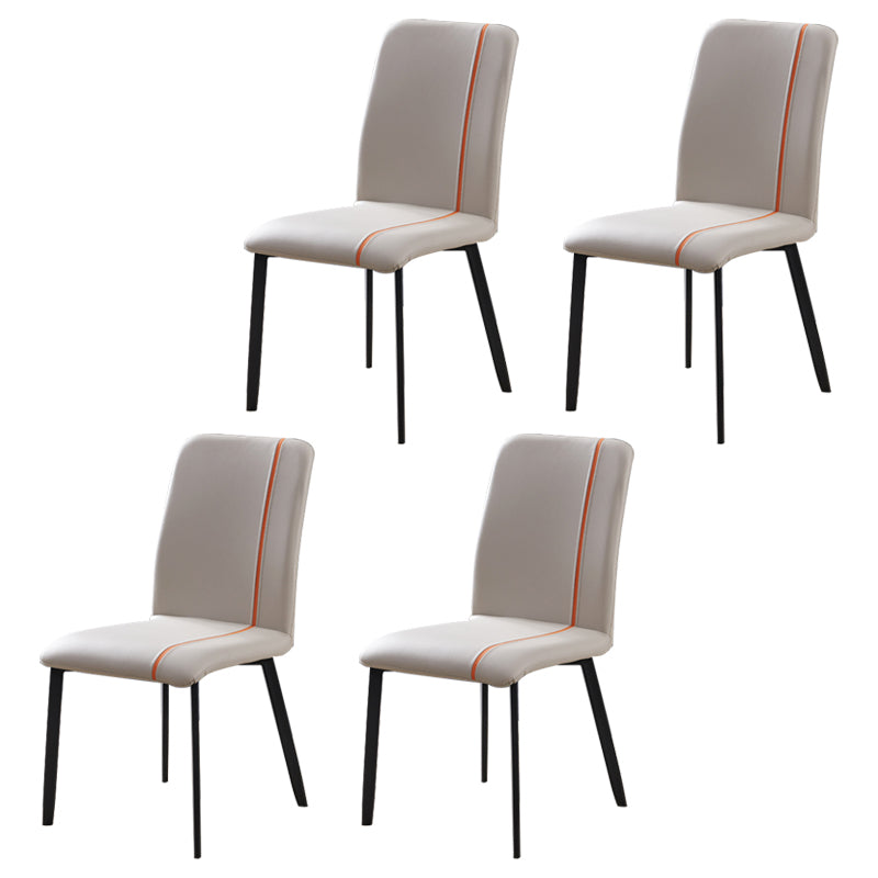 Contemporary Hotel PU Leather Side Chair Matte Finish Parsons Dining Chairs Orange-Gray 4 Piece Set Clearhalo ' kitchen&dining_furn' 'Dining Chairs' 'Dining Tables & Seating' 'dining_chair' 'furn' 'furn_dining_chair' 'Furniture' 'furniture_dining_chair' 'Kitchen & Dining Furniture' 'kitchen' 3956138
