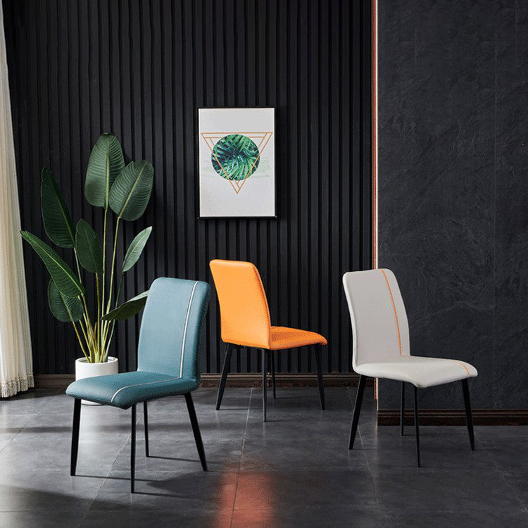 Contemporary Hotel PU Leather Side Chair Matte Finish Parsons Dining Chairs Clearhalo ' kitchen&dining_furn' 'Dining Chairs' 'Dining Tables & Seating' 'dining_chair' 'furn' 'furn_dining_chair' 'Furniture' 'furniture_dining_chair' 'Kitchen & Dining Furniture' 'kitchen' 3956142