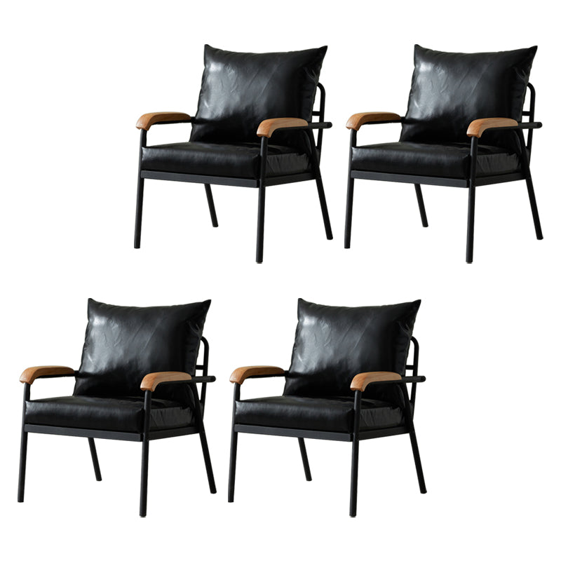 Modern Indoor-Outdoor Chair Metal Cross Back Upholstered Dining Side Chair Black 4 Piece Set Clearhalo ' kitchen&dining_furn' 'Dining Chairs' 'Dining Tables & Seating' 'dining_chair' 'furn' 'furn_dining_chair' 'Furniture' 'furniture_dining_chair' 'Kitchen & Dining Furniture' 'kitchen' 3956154